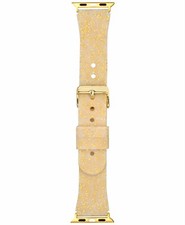 I.N.C. Women's Metallic Gold Tone Glitter Silicone 38mm Apple Watch Band Strap 