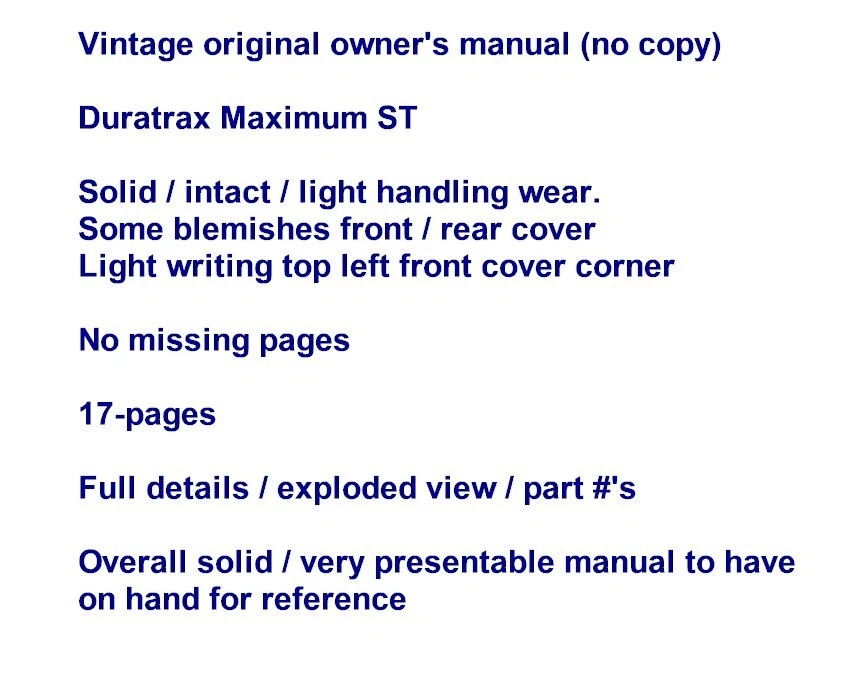 Vintage RC Car Truck Duratrax Maximum ST Original Owners Manual 17-pages - Image 2 of 2