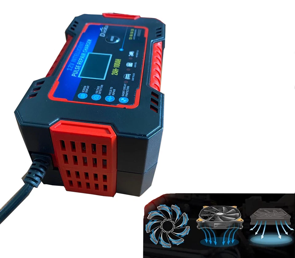 Caricabatteria Auto 12 V Portatile DISPLAY LCD MOTO Automatico intelligente PULS - Immagine 3 di 4