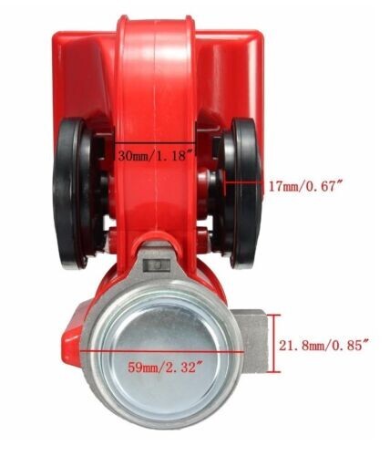 Twin Dual Tone Compact Air Loud Horn 24V Compressor Red Truck Car Bus Van NEW