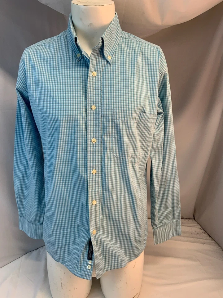 Camisa Bill’s Khakis Manga Larga Botón M Azul Guinga Cuadros Hombres EE. UU. YGI K1-400 Foto 2 de 4
