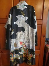 Floral Print Silky Satin Feel Long Kimono Robe No Tag Small