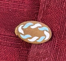 Mosiężna niebiesko-biała emaliowana klips do krawata vintage 