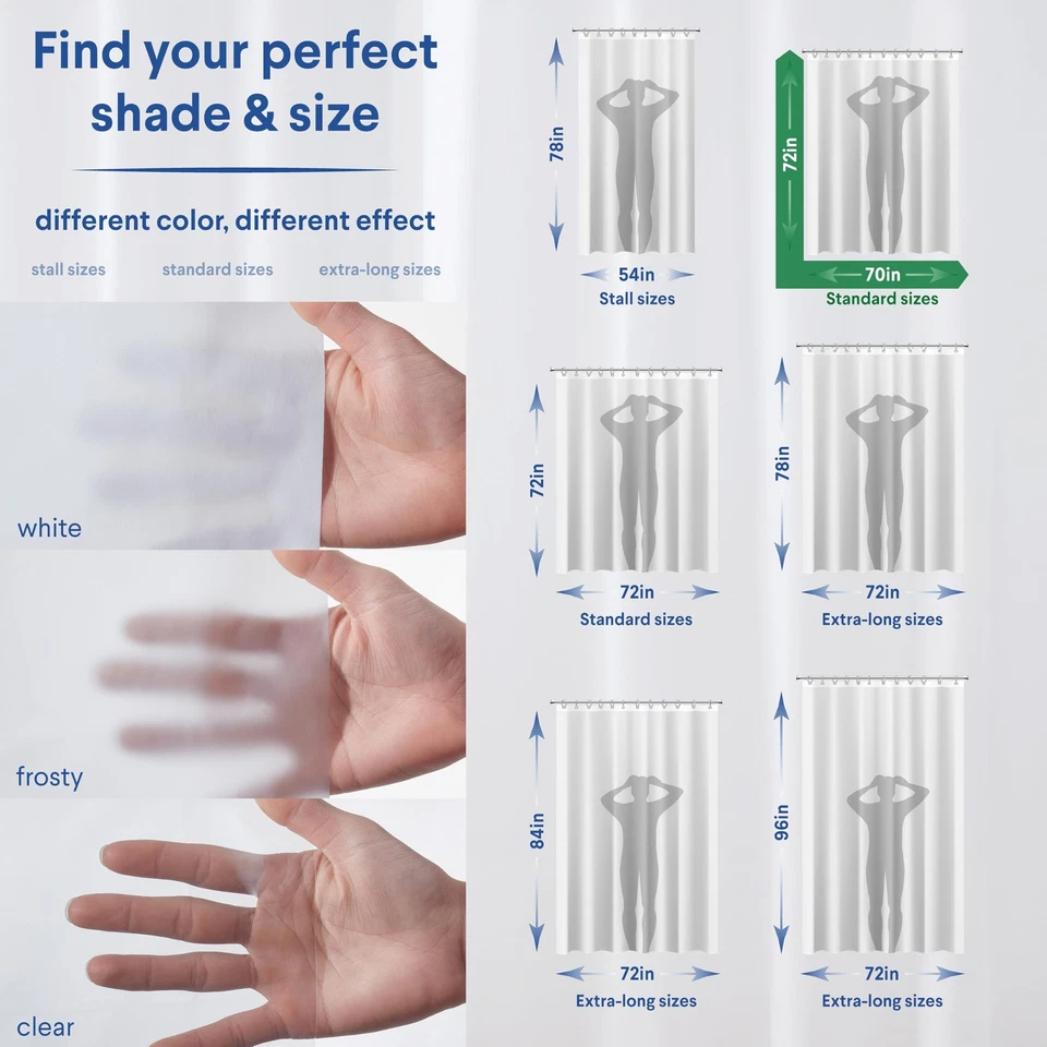 CLOROX Forro Cortina de Ducha Premium Ligero Flexible Impermeable - Paquete de 2 Foto 4 de 4