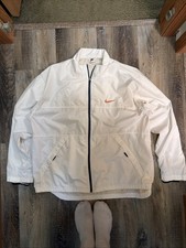 Vintage Nike Track Windbreaker Jacket 90s Y2K Men's XL White Back Center Swoosh