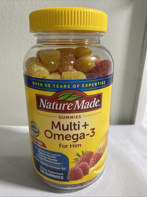 NEW Nature Made Multi + Omega-3 For Him Gummies Supplement 150,SEALED, (T573)