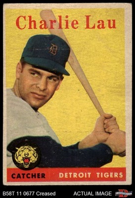 1958 Topps #448 Charlie Lau Tigers RC 2 - GOOD