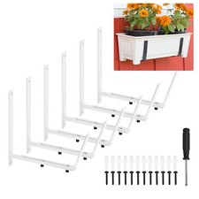 Blanc Réglable Fenêtre Jardinière Supports Fenêtre Boîte Support Jardin 6 pcs