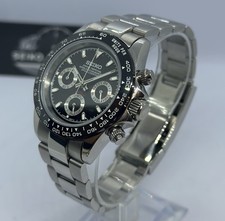 Seitona Black Seiko Mod VK63 Chronograph - Oyster Bracelet Or Rubber Strap