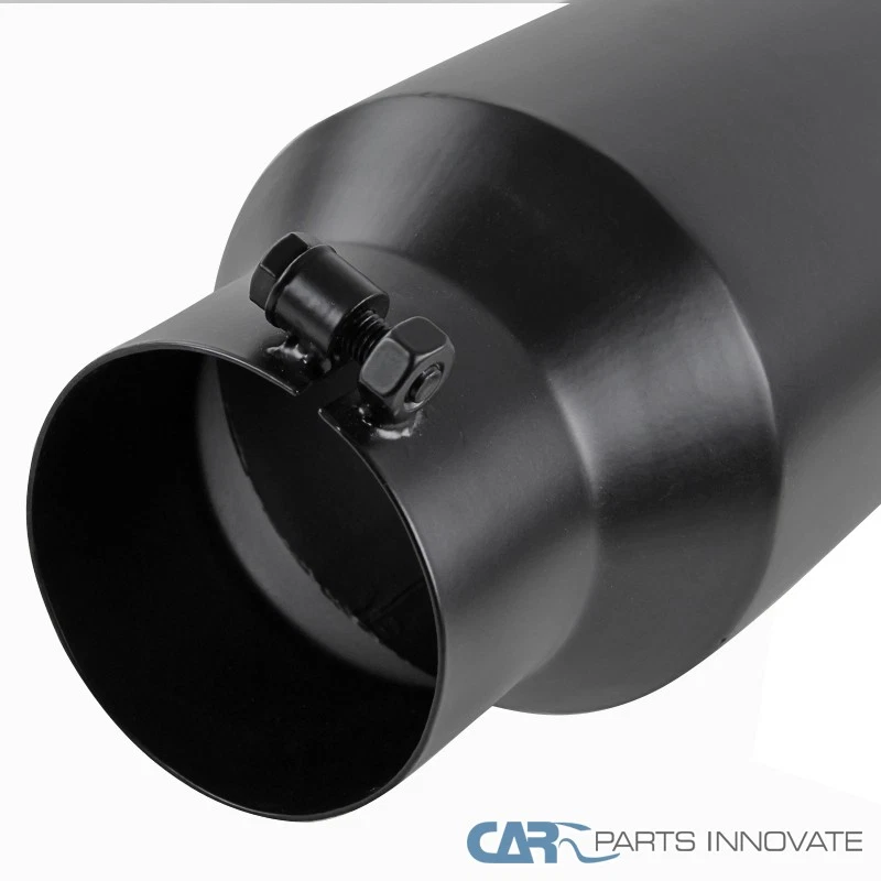 Exhaust Tip Fits 4" Inlet 6" Outlet 15" Long Black Bolt-On Style Roll Edge Truck - Image 4 of 4