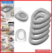 5 Pack Toilet Seat Cover Pads Soft Knitted Cotton Grey 11.8 Inch Washable