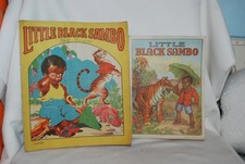 2 Little Black Sambo Linen, 1942 Saalfield Children's Rare Book Rare Cover.