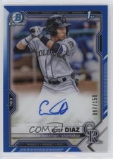 2021 Bowman Chrome Prospects Blue Refractor 97/150 Eddy Diaz #CPA-ED Auto fv8