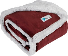 Cozy Reversible Pet Blanket for Small Dogs  Cats, Maroon Red 29x40 inches
