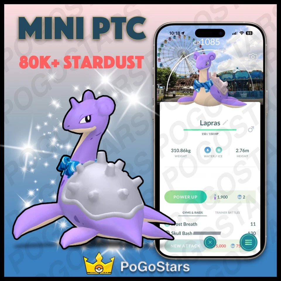 Pokémon PTC Go - Shiny Lapras Scarf Taipei Amusement Park✨Special Background✨