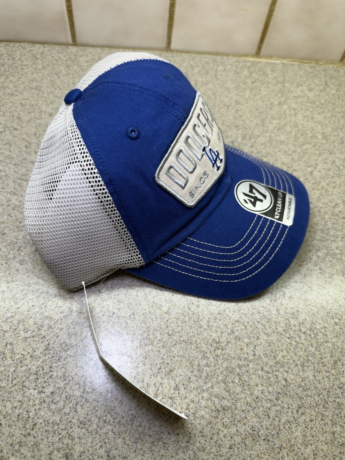 Los Angeles Dodgers Hat '47 Royal Blue Trawler Clean Up Trucker Mesh Dad Hat Cap