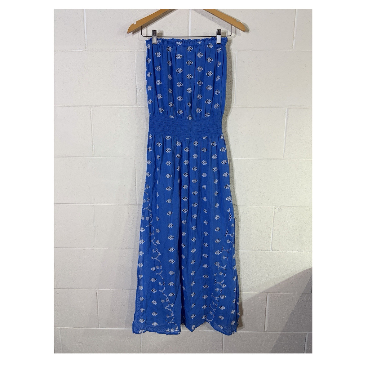 Ramy Brook Blue Embroidered Floral Maxi Dress S/P Strapless With Leg Slits | eBay Ramy Brook Blue Embroidered Floral Maxi Dress S/P Strapless With Leg Slits | eBay