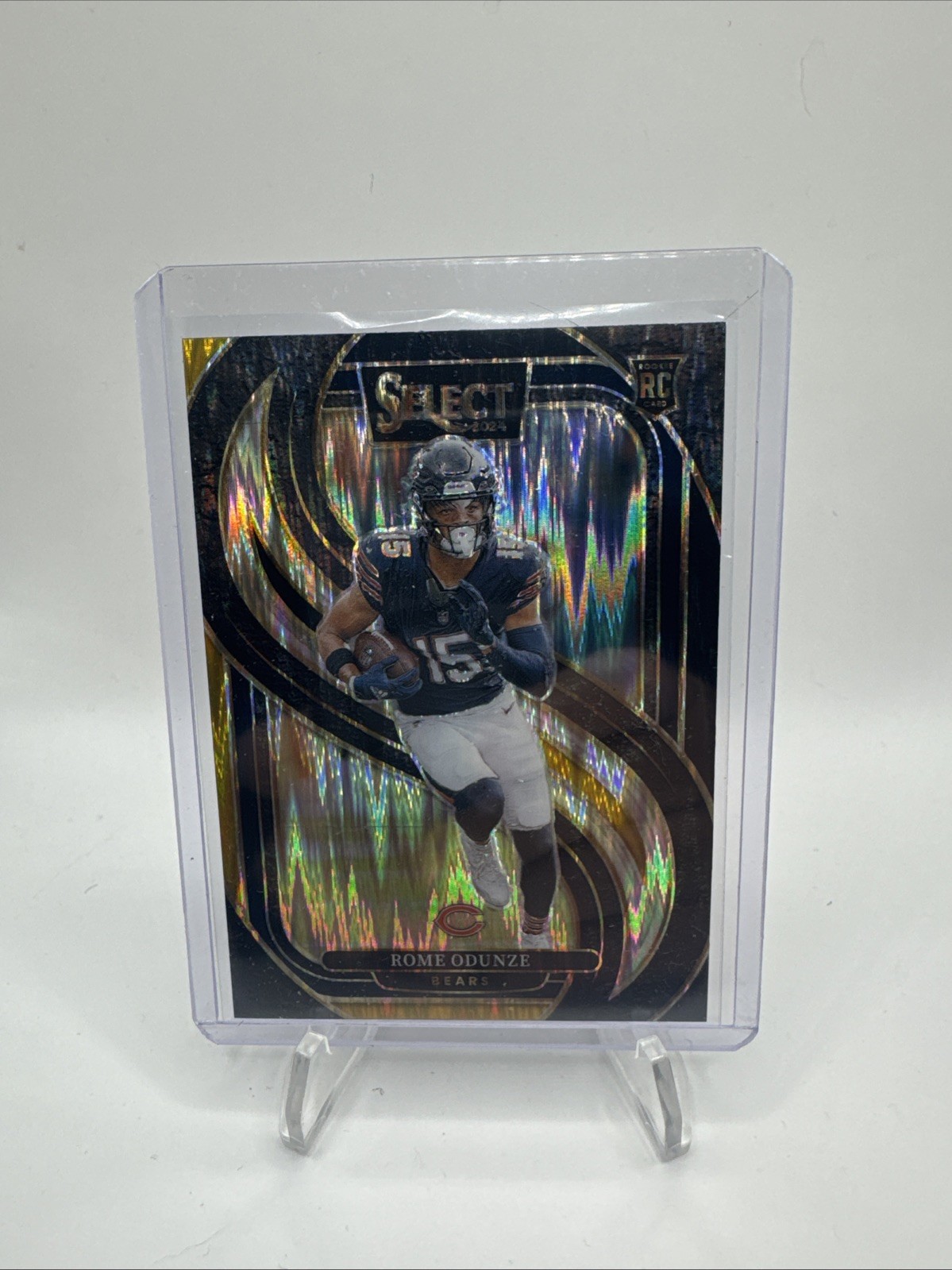 2024 Panini Select Rome Odunze Premier black and gold Prizm Shock RC Bears