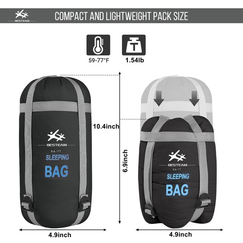 BESTEAM Warm Weather Sleeping Bag - Portable, Waterproof, Compact Lightweight... - Picture 2 of 6