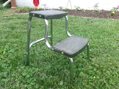 Vintage Griswold Chromed Two Step Stool RARE