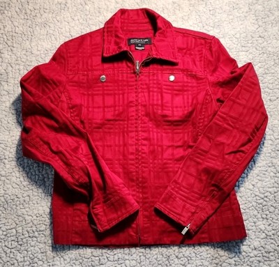 Jones New York Signature Zip-Up Rich Red Jacket Womens Petite Small