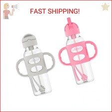 Dr. Brown's Milestones Narrow Sippy Straw Bottle, Spill-Proof with 100 Silicone