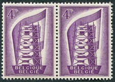 BELGIUM 1956 4f reddish violet SG1583 mint MNH FG Europa PAIR #A02