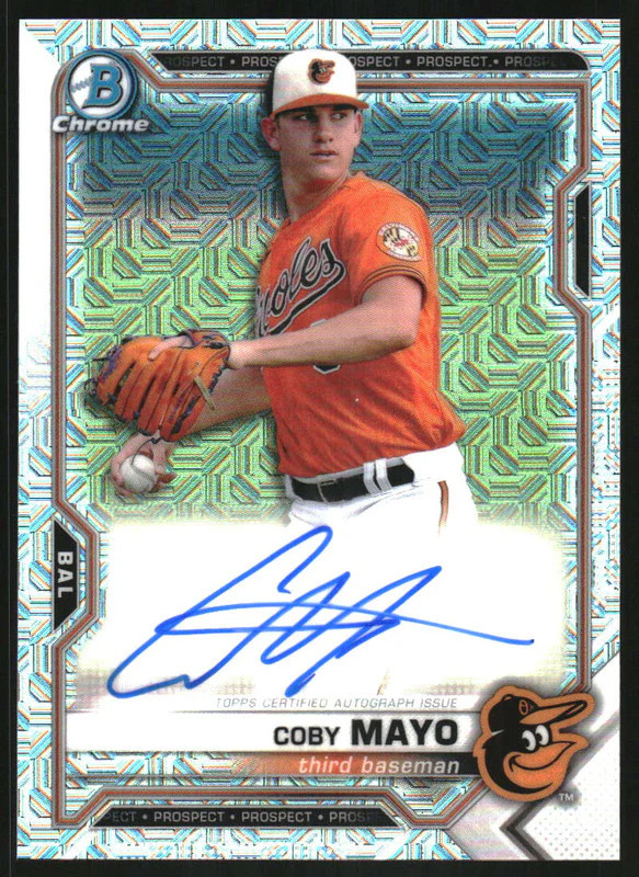 2021 Bowman Chrome Autographs Mega Box Mojo Refractor #BMA-CM Coby Mayo Auto