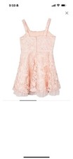 big girl  s A-line social dress in an all-over sequin and embroidered mesh