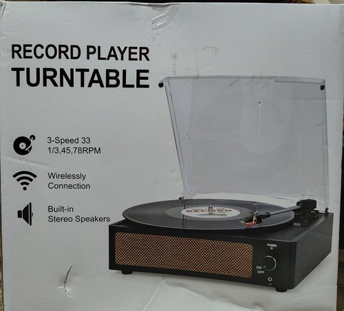 Record Player Turntable 3-Speed Wireless Built in Stereo Speakers R608 OB NEW - Picture 1 of 1