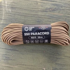 Atwood Rope MFG Parachute Paracord 550 100ft. 7 Strand Core. Color: Tan RG1222H