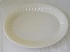 Vintage Fire King Oven Glass Ivory Swirl Oval Platter Plate - 9" x 12"