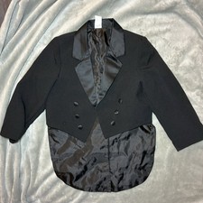Boys Black Formal Tuxedo Jacket Satin Lapels Size 6 100 Polyester
