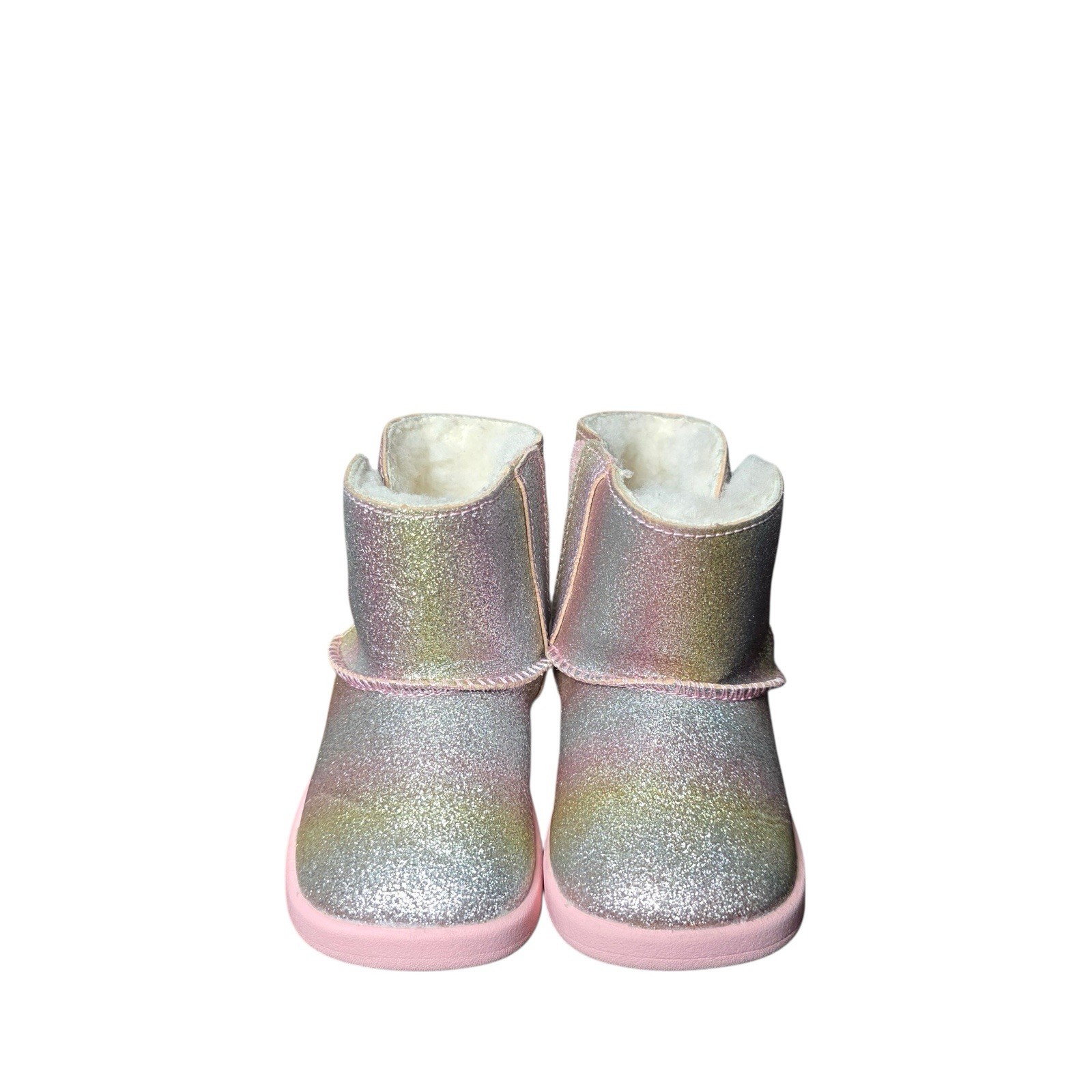 UGG Toddler Girls Glitter Iridescent Boots Pink Rainbow Size 4/5 