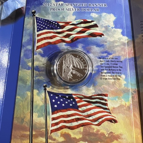 2012 P Star Spangled Banner Silver Proof Dollar In Presentation Folder - Picture 4 of 7