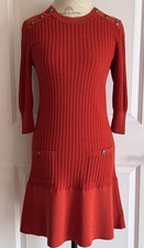 ABITO CHANEL 18A HAMBURG COLORE RUGGINE MAGLIA CAVO ARGENTO CC BOTTONI 38