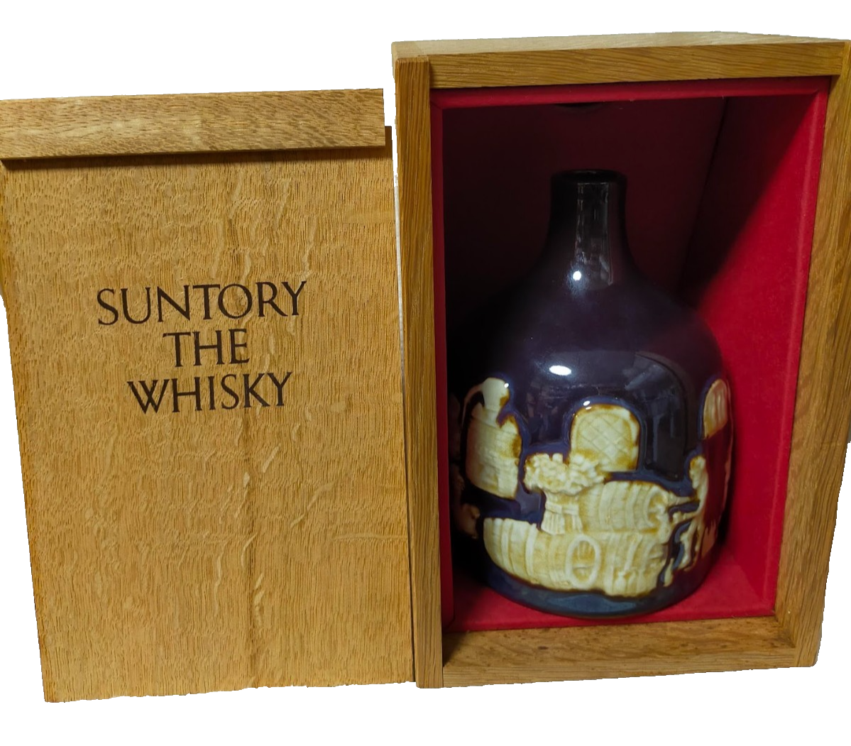 Suntory The Whiskey Arita Wear Pottery Empty Bottle With Wood Box