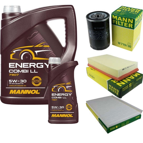 Mann Inspektionspaket Filterset 6L Mannol Energy 5W-30 FüR Audi A6 2.6 2.3 2.8-image