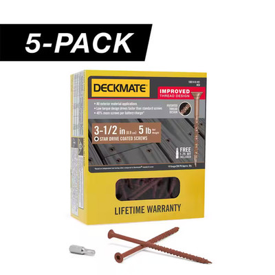 5-Pack #9 X 3-1/2 In. Red Star Drive Flat-Head Wood Deck Screw (25 Lb / 1,400-Pi