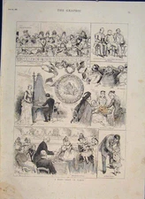 Original Old Antique Print Baby Show Paris France 1886 19th Century