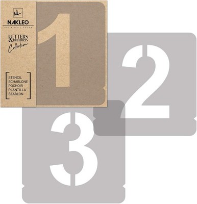 NAKLEO Zahlen Malschablonen Set 12 Stück, 7 cm Ziffern & Zeichen Modern 