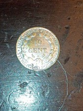 FRENCH INDOCHINA Vietnam 1925 10 Centimes Marianne with Fasces Silver UNC Patina