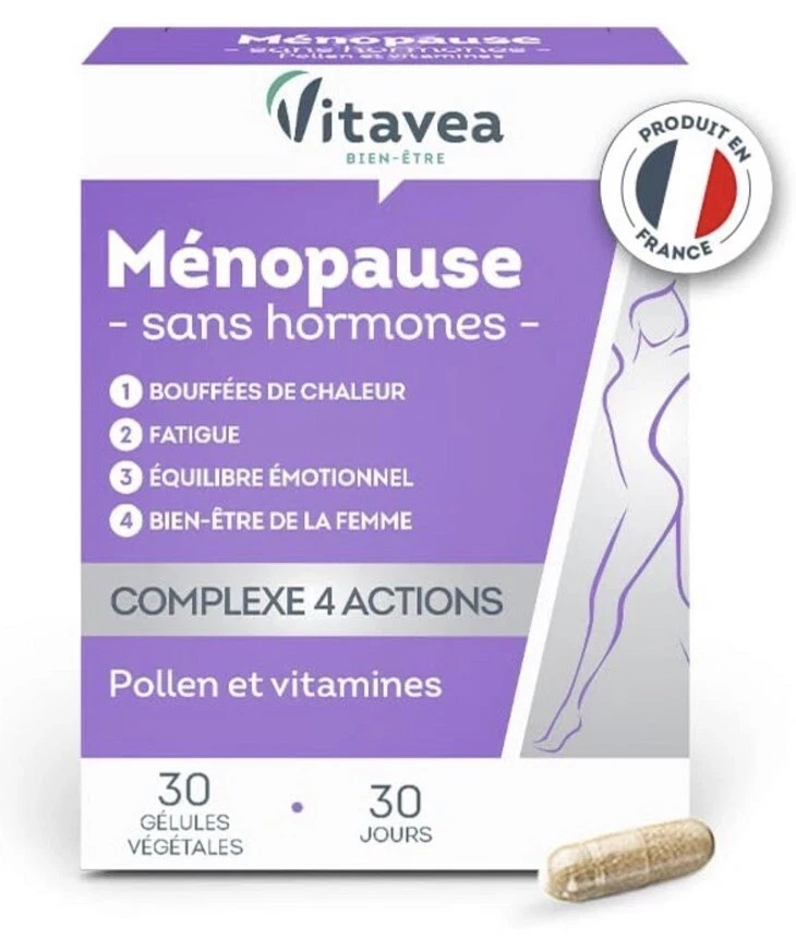 Ménopause Vitavea Complexe 4 Actions contre Bouffées de Chaleur et Fatigue