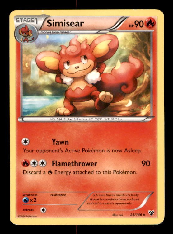 Simisear 23/146 Rare XY Base Set Pokemon Moderately Played