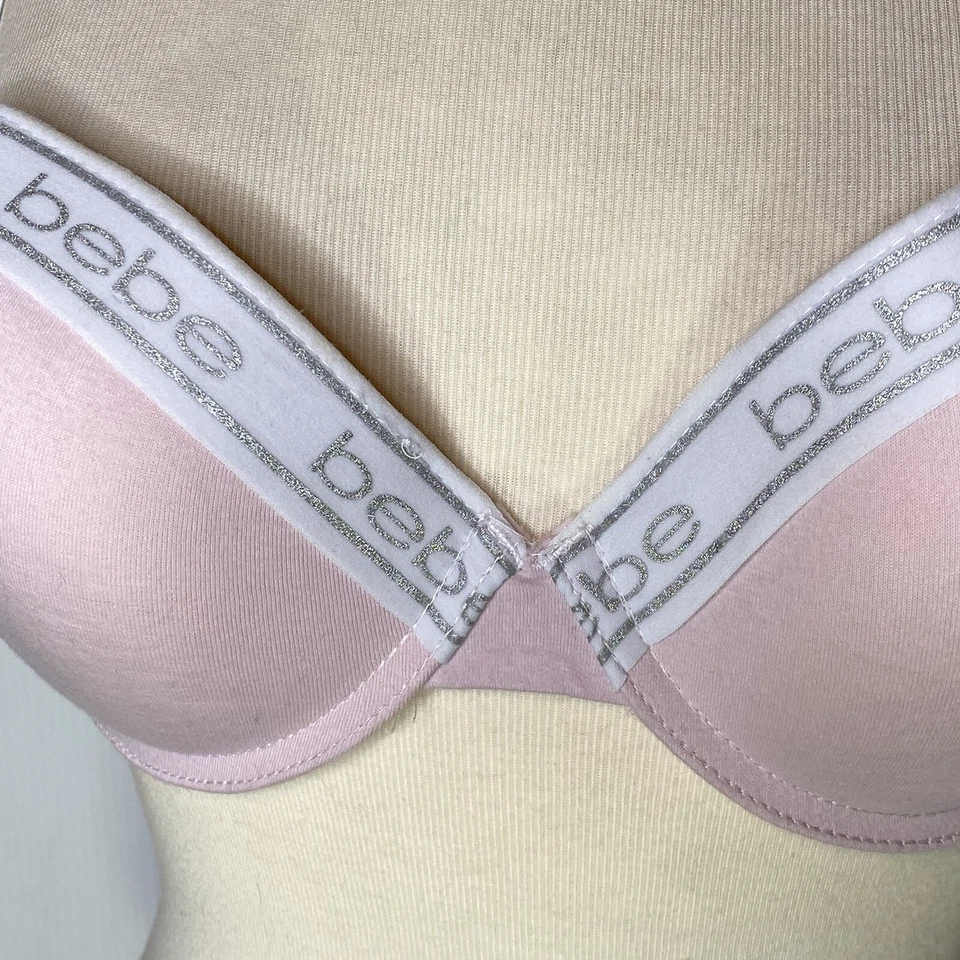 NUEVO CON ETIQUETAS BEBE Intimates Mujer Talla 36D Rosa Logo Push Up Sujetador Convertible Correas Traseras Foto 4 de 4