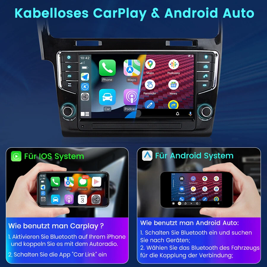 9" Für VW Golf VII MK7 2013-2017 Android 14 Autoradio CarPlay GPS Navi WIFI DAB+ - Bild 4 von 4