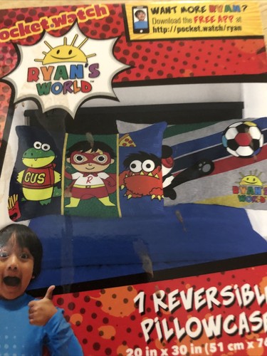 Ryan's World Kinder Kissenbezug Wende 20 x 30 Rot Titan Gus Moe - Bild 2 von 3