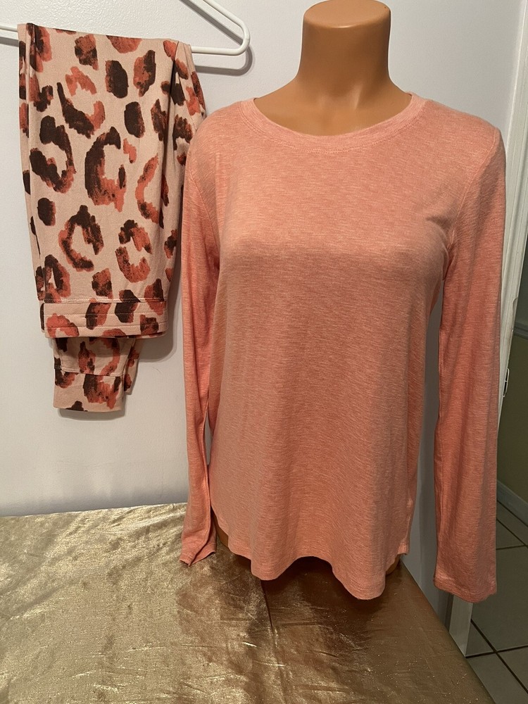 NWT Roudelain Long Sleeves Top & Jogger Pants Pajamas 'Pink Leopard' Size Small