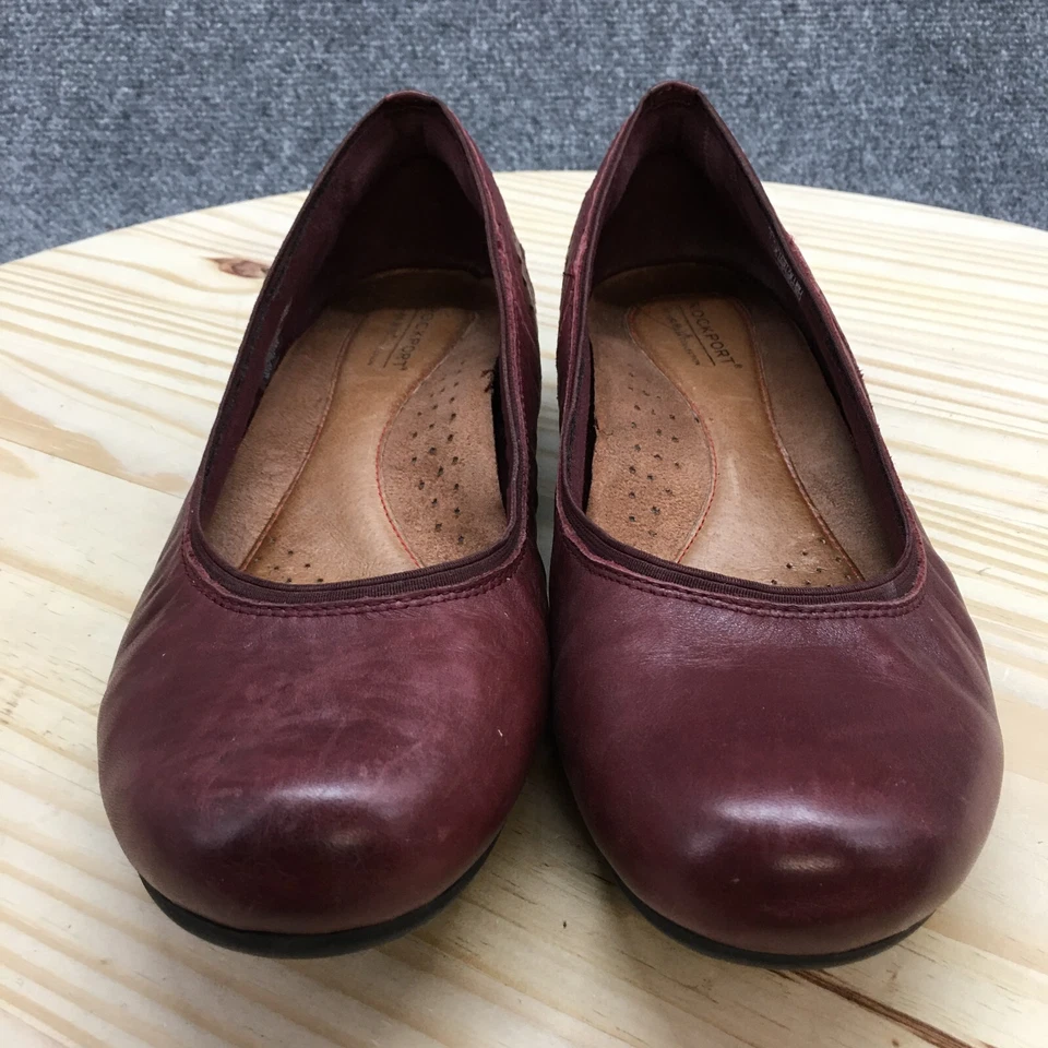 Zapatos planos informales sin cordones Rockport para mujer 9,5 Sharleen CG8230 cuero borgoña Foto 4 de 4