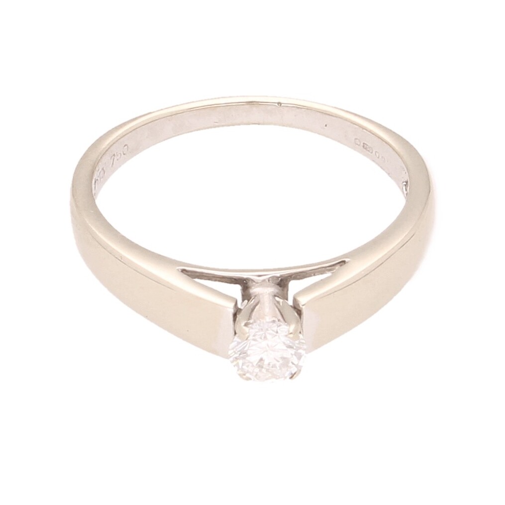18Carat White Gold 0.33ct Diamond Solitaire Ring (Size O) 4mm Head